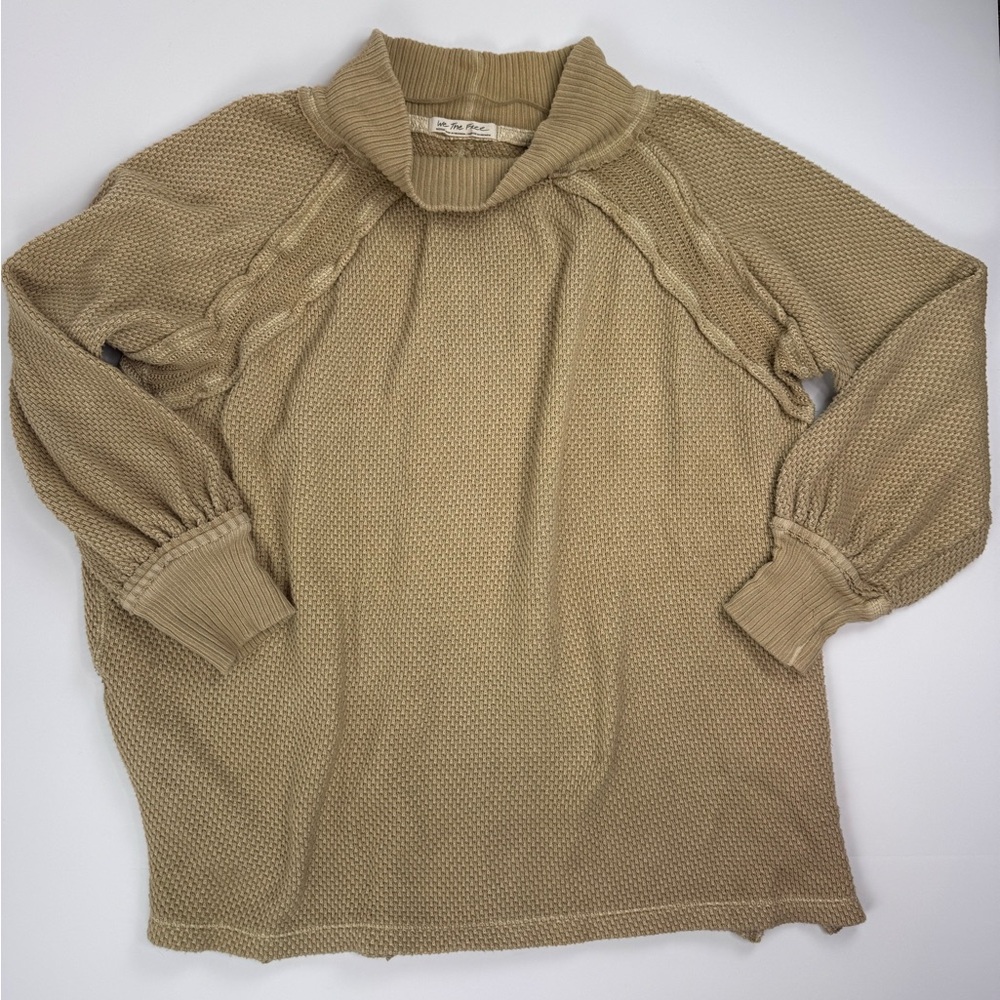 We The Free Tan Textured Cowl-Neck Sweater